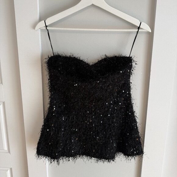 ZARA Fringed Sequin Bustier Top - Picture 4 of 4